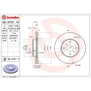 brembo UV Coated Series Vented Front Brake Rotor for Scion iQ - 09.A707.11