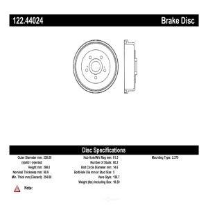 Centric Premium™ Brake Drum for Toyota Van - 122.44024