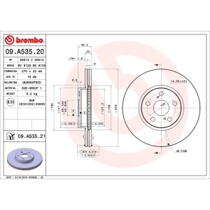 brembo UV Coated Series Vented Front Brake Rotor for Scion xD - 09.A535.21