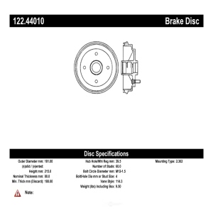 Centric Premium™ Brake Drum for Toyota Tercel - 122.44010