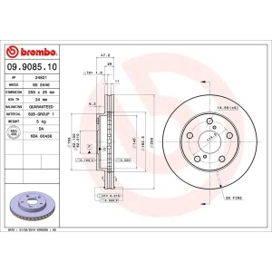 brembo OE Replacement Vented Front Brake Rotor for Toyota MR2 - 09.9085.10