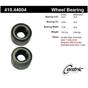 Centric Premium™ Front Driver Side Wheel Bearing and Race Set for Toyota - 410.44004
