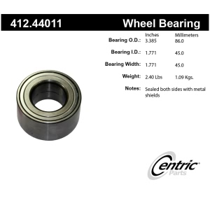 Centric Premium™ Front Driver Side Double Row Wheel Bearing for Toyota Sienna - 412.44011