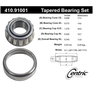Centric Premium™ Front Passenger Side Outer Wheel Bearing and Race Set for Toyota Corolla - 410.91001