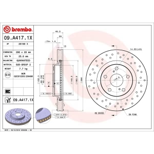 brembo Premium Xtra Cross Drilled UV Coated 1-Piece Front Brake Rotors for Scion - 09.A417.1X