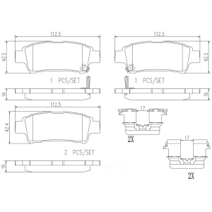 brembo Premium Ceramic Rear Disc Brake Pads for Toyota Sienna - P83056N