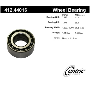 Centric Premium™ Front Driver Side Double Row Wheel Bearing for Toyota Tercel - 412.44016