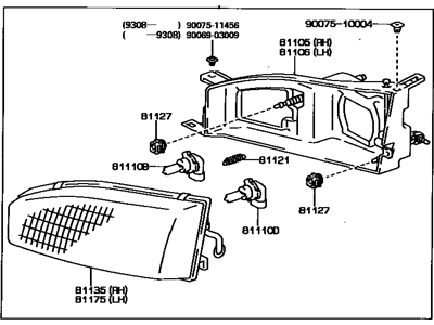 Toyota 81110-33010 Passenger Side Headlight Assembly