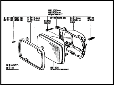 Toyota 81150-80281 Passenger Side Headlight Assembly