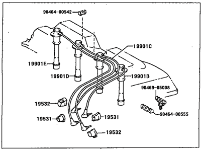 Toyota 19037-62010 Cord Set, Coil & Spark, W/Resistive