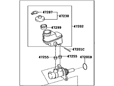 Toyota 47201-42380 Brake Master Cylinder Sub-Assembly W/Plate