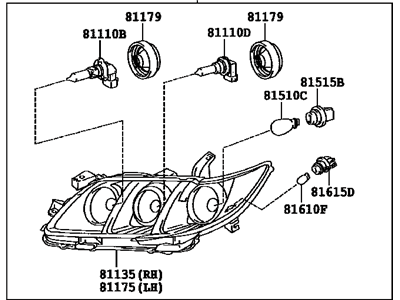 Toyota 81110-06451 Passenger Side Headlight Assembly